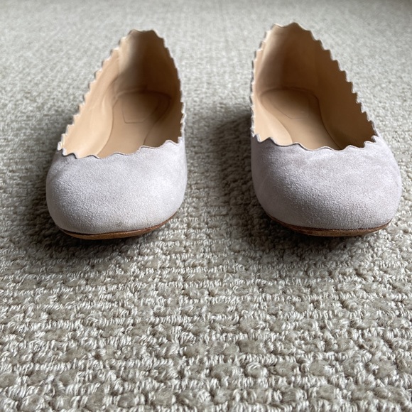 Chloe Lauren ballet flats shoes in pale gray suede - Picture 4 of 6